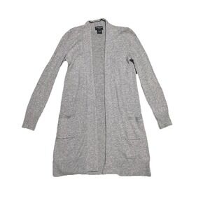 Sutton  Studio Long Cashmere Open Cardigan Sweater Grey Size S Cozy Lightweight